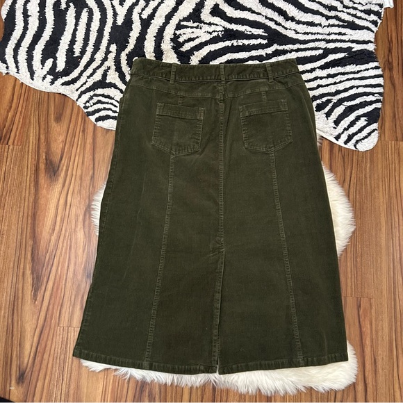 Christopher & Banks Corduroy Skirt Hunter Green Size 14 Stretch - Picture 4 of 6